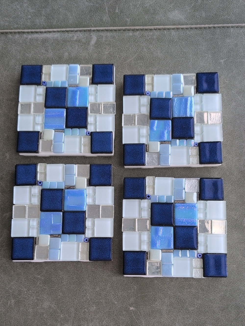 Blue Mosaic Tile Coasters - Set of 4